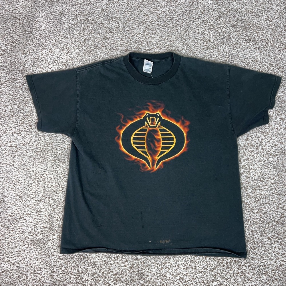 Vintage GI Joe Cobra Shirt Mens XL Black Hasbro Flame Graphic Tee T Shirt 00s